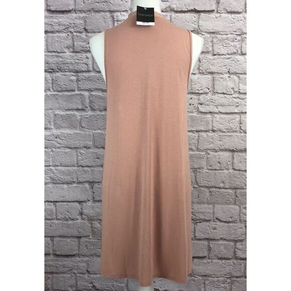 Topshop Size 8 Blush Pink "Flippy Choker Tunic" Mini Sleeveless Dress NWT - Picture 5 of 6